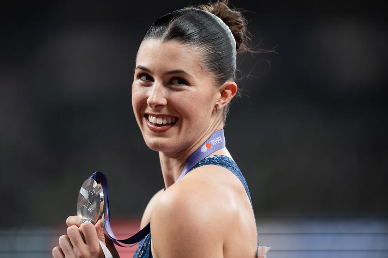 Silver medalist Amy HUNT of Great Britain reacts after the 200 Metres Women Final at World Athletics Championships in Tokyo, Japan on September 19, 2025. Matrix Images / Nic Bothma