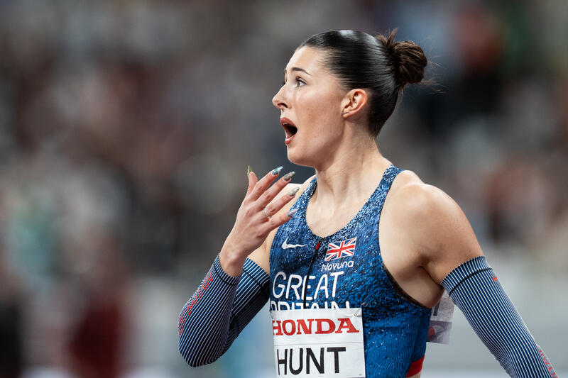 Silver medalist Amy HUNT of Great Britain reacts after the 200 Metres Women Final at World Athletics Championships in Tokyo, Japan on September 19, 2025. Matrix Images / Nic Bothma