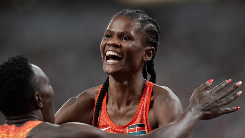 Lilian ODIRA of Kenya reacts after the 800 Metres Women final during the World Athletics Championships in Tokyo, Japan on September 21, 2025. Matrix Images / Nic Bothma