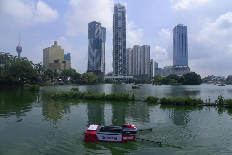 Innovative 5G Robot Cleans Floating Waste from Water Automatically, Colombo, Sri Lanka