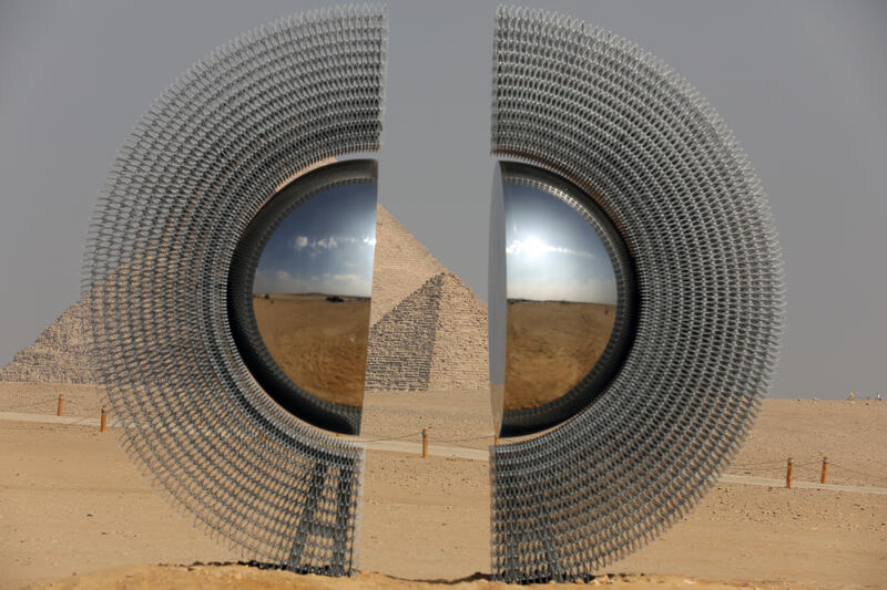 Giza Pyramids, a backdrop for 'Forever Is Now' contemporary art exhibition in Egypt