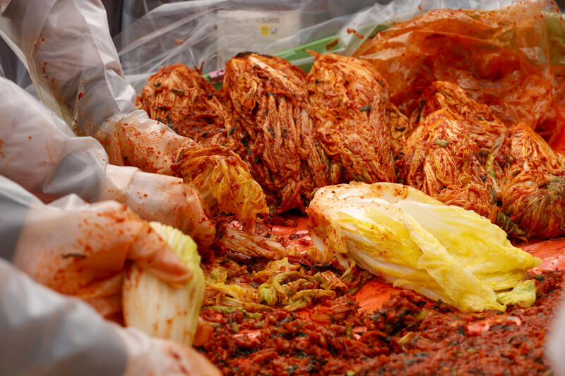 Buddhists participate in large-scale Kimchi making for Kimjang season in Seoul, South Korea