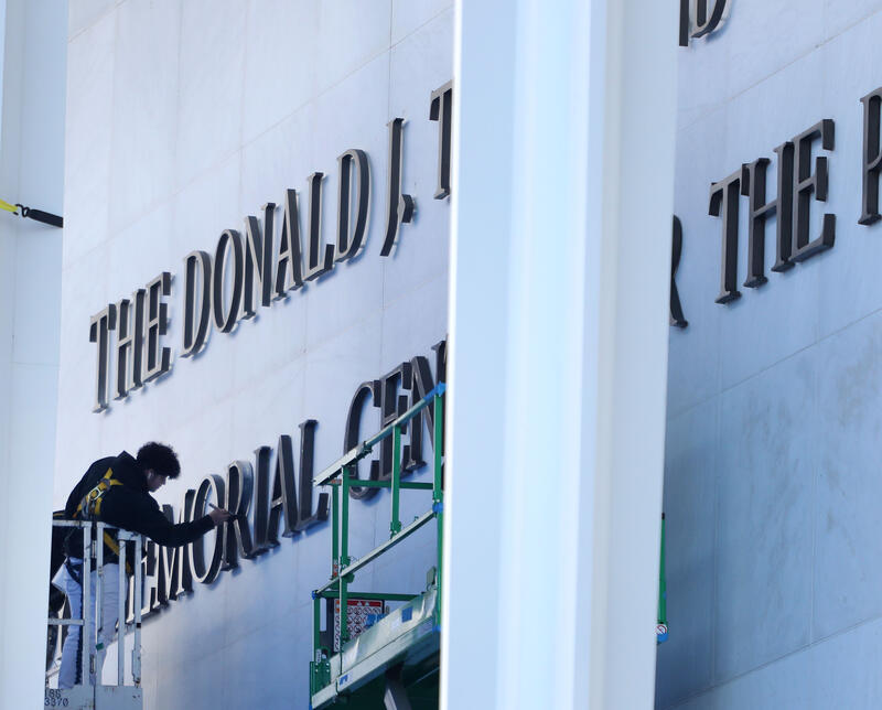 Trump's name installed on Kennedy Center facade in Washington DC