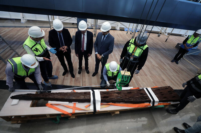 King Khufu’s second boat planks transferred at Grand Egyptian Museum in Egypt