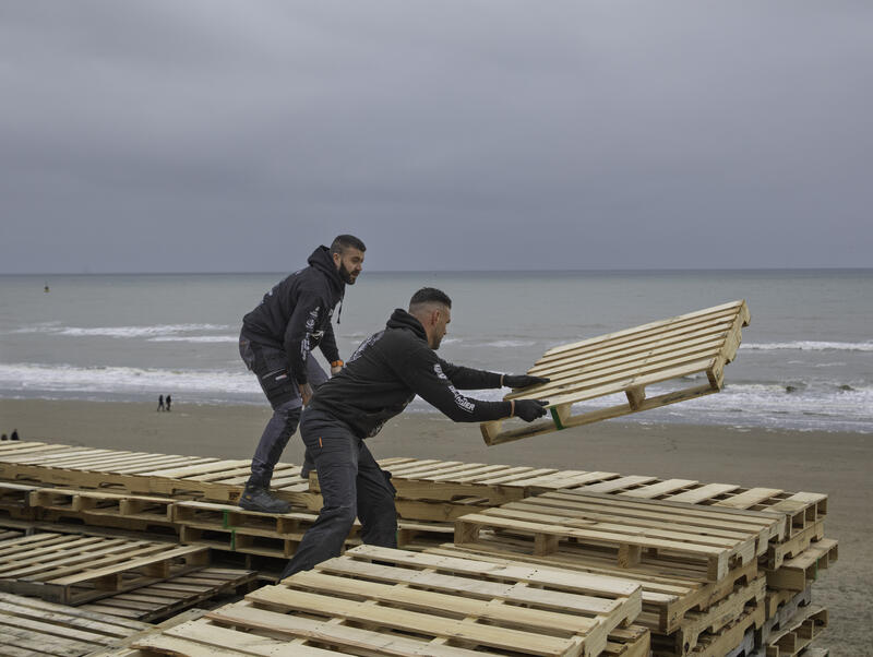 New Year’s Eve Bonfire Preparations in The Hague, Netherlands