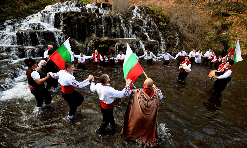 Icy river dip for epiphany celebrations in Bulgaria