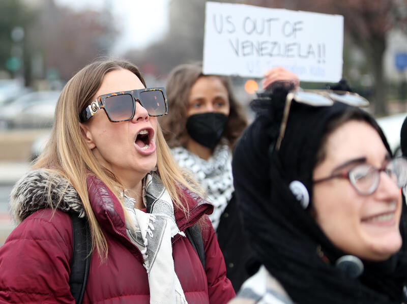 Prfotest against the capture of Venezuelan President Nicolas Maduro In Washington DC, USA.