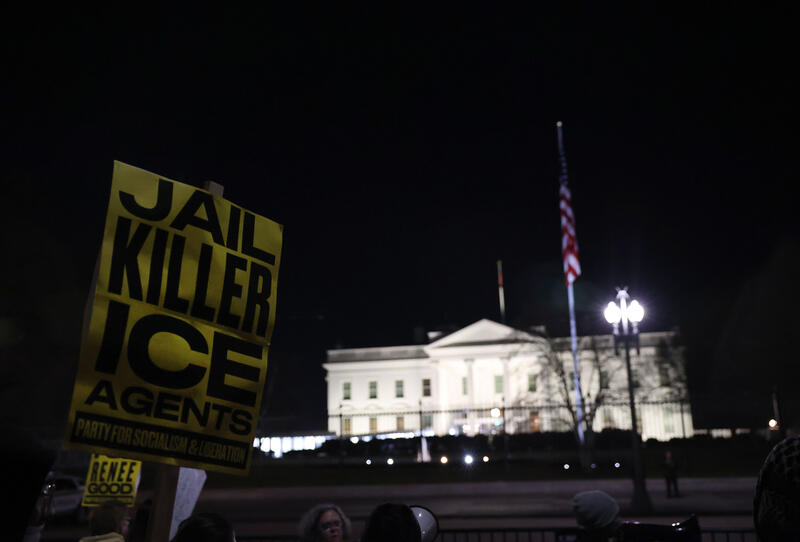 Prfotest against ICE in front of the White House In Washington DC, USA.