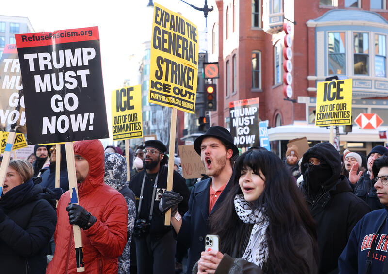 Anti ICE protest in Washington, DC, USA.