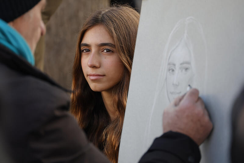 Street artists in Paris' Montmartre neighborhood