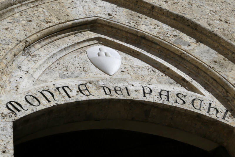 MPS bank headquarters in the historic center of Siena, Italy