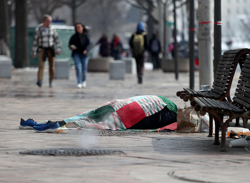 A homeless person in Washington, DC, USA.