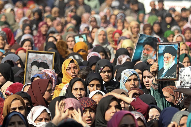 Protest after death of Iran's Supreme Leader Ayatollah Ali Khamenei in Srinagar, India