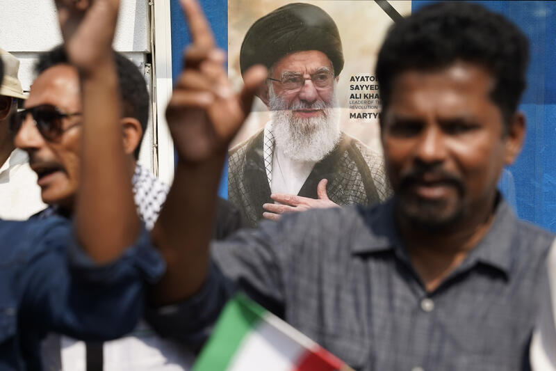 People stage protest Iran Embassy in Colombo Sri Lanka
