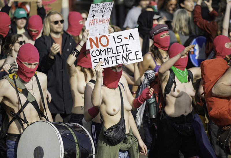 Feminist March Marks International Women's Day in Amsterdam