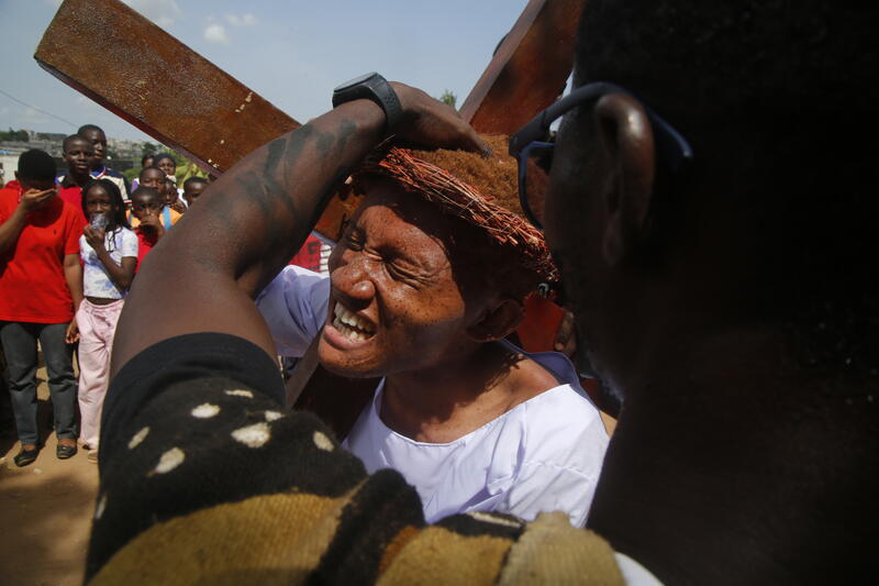 The Via Crucis procession in Ivory Coast