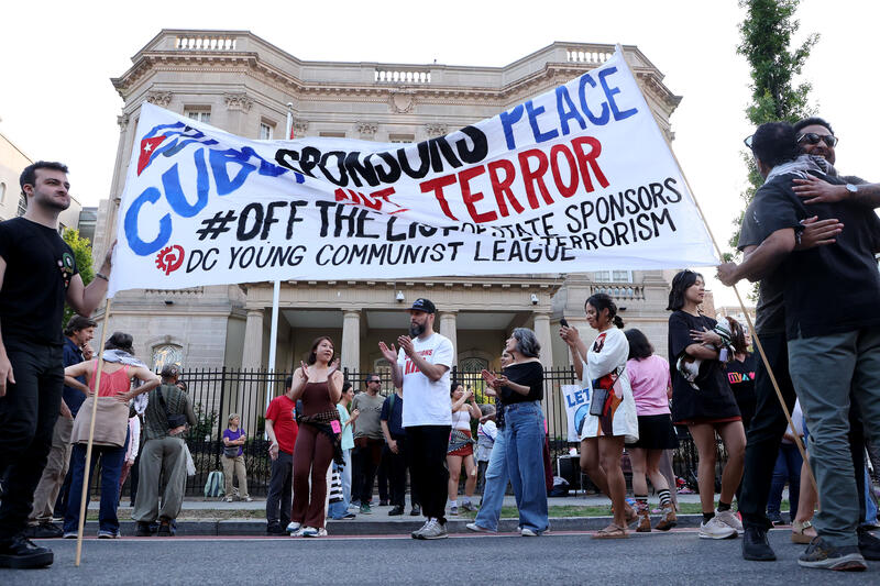 Salsa rally outside Cuban Embassy in Washington, DC