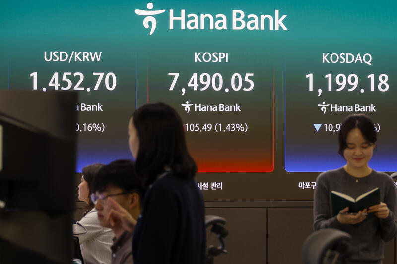 South Korea's KOSPI Surges to Close at 7,490.05