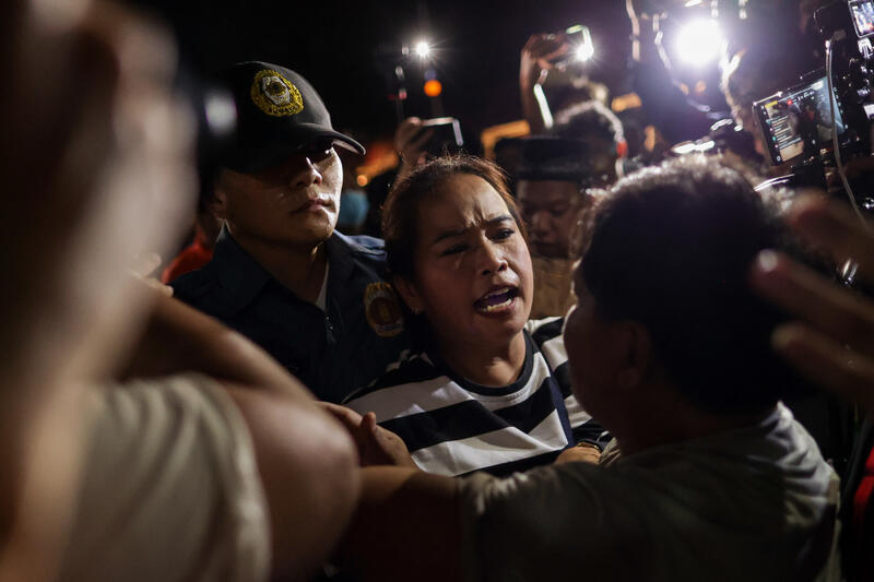 Supporters of former President Duterte protest outside Senate of the Philippines