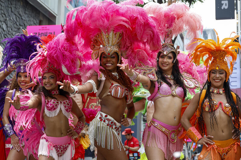 Dancers perform samba show summer festival in Seoul