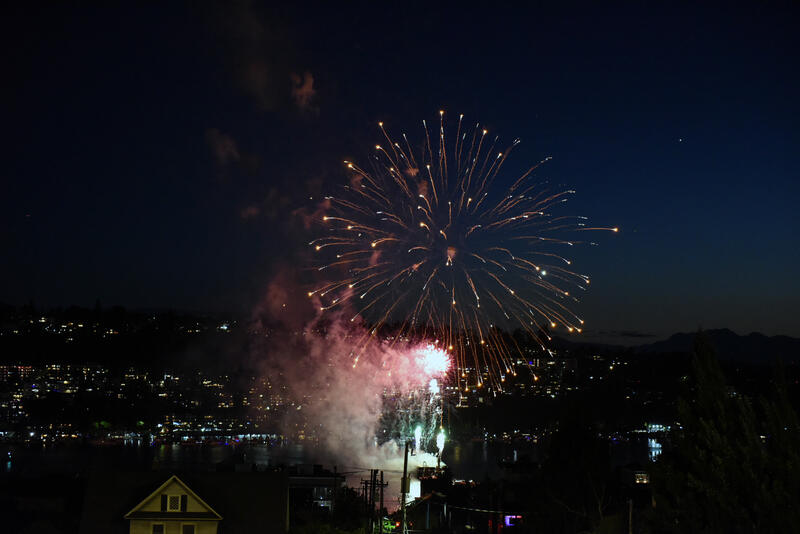 Fireworks During The Independence Day Celebration in Seattle , USA