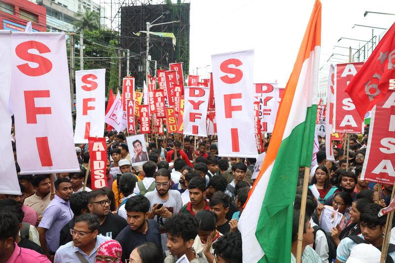 Students' Federation of India Activists protest in Kolkata